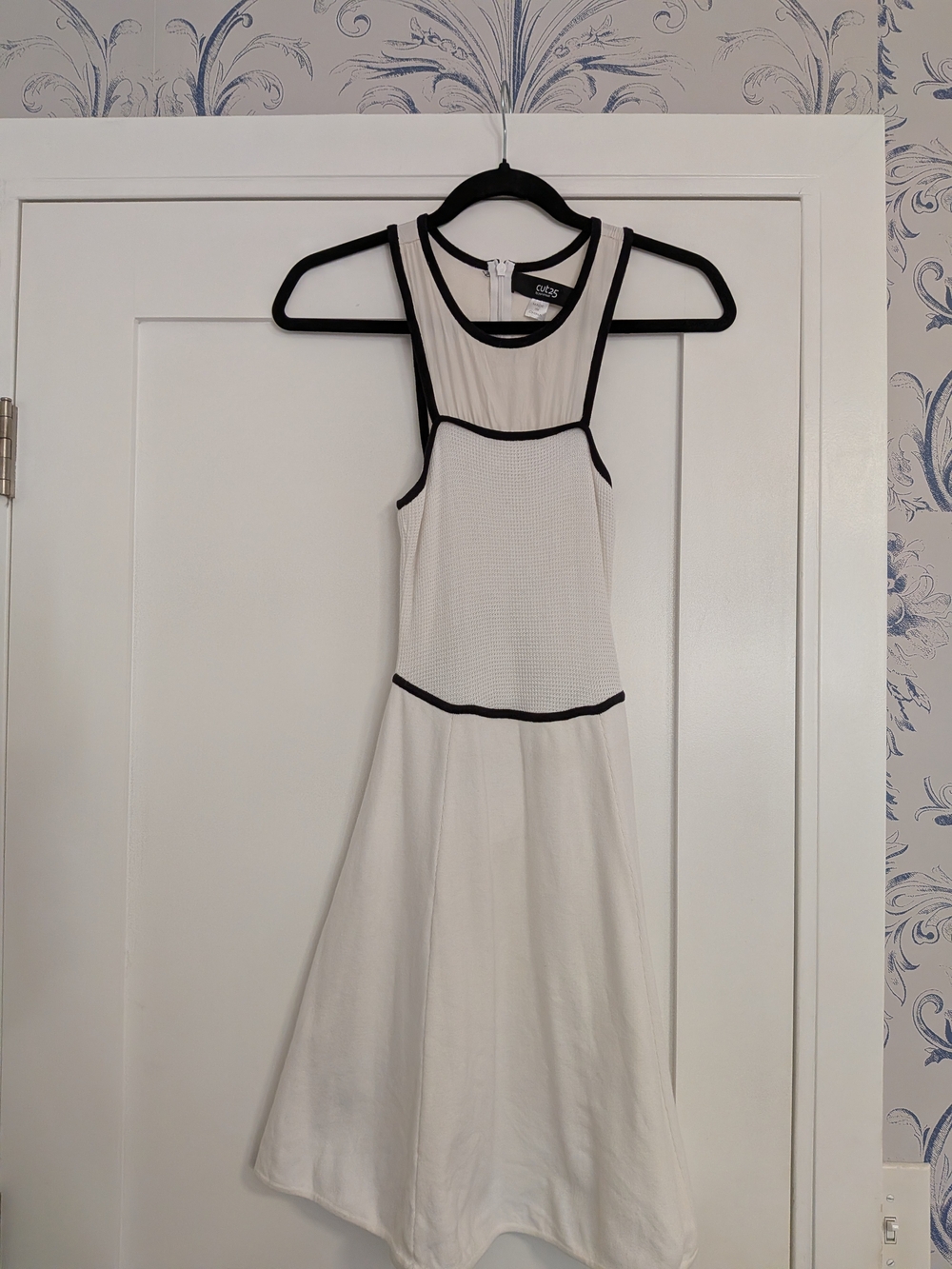 Cut25 by Yigal Azrouel White Cotton Tennis Mini Dress with Black Trim